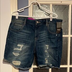 Mossimo Supply Co. Dark Blue Distressed Jean Shorts size 12/31 NWT